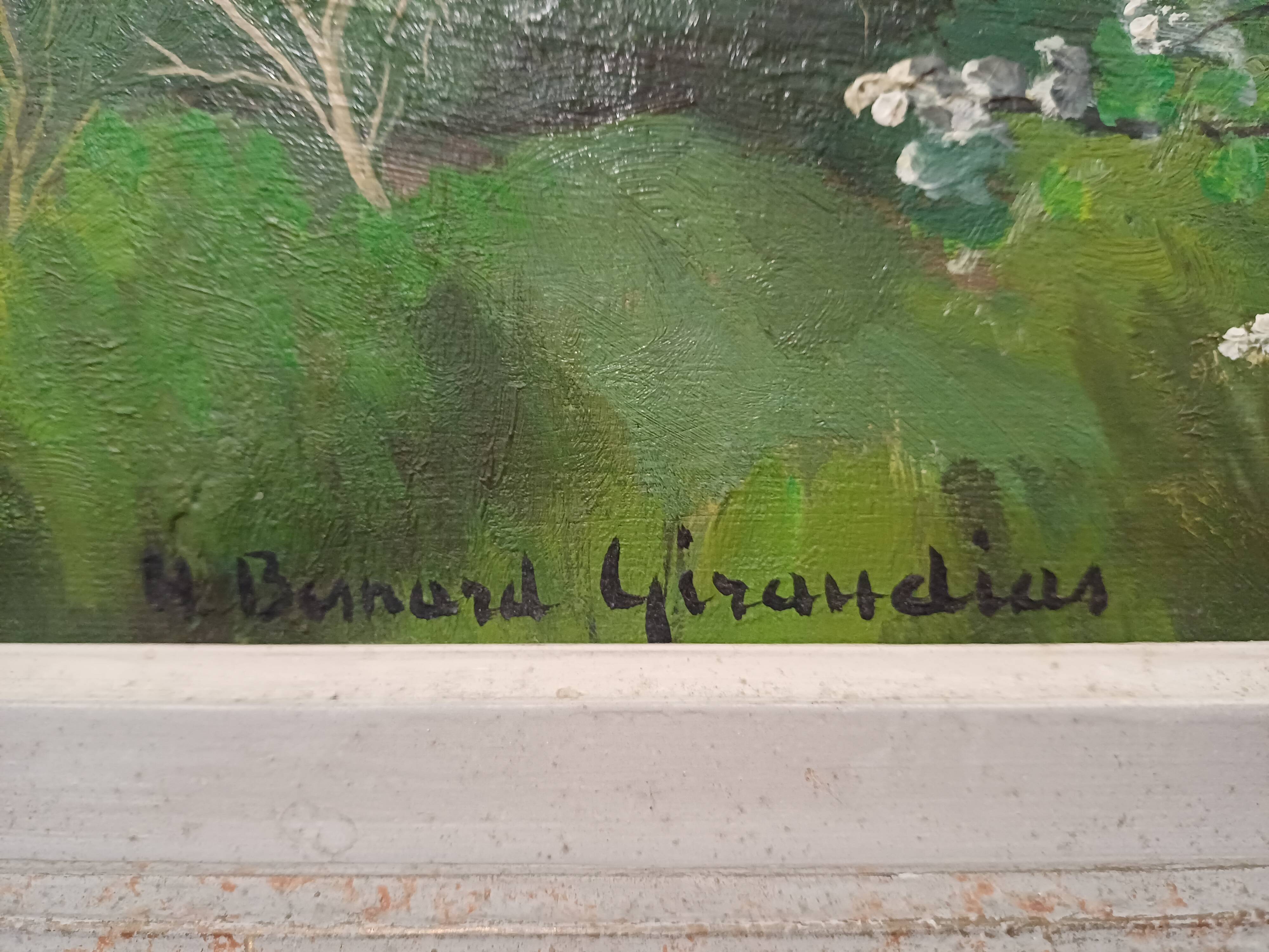 HST painting spring landscape signed vintage 70