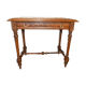 Walnut table with marble top and one drawer