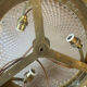 Antique ceiling light in bronze and cut crystal with diamond points.