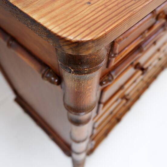 Faux Bamboo Dark Pine Chest of Drawers - Late 19th century