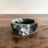 Vintage black and white marble round ashtray