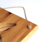 Rectangular apple mirror in pine wood and rope