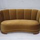 1960s, 2-seater Danish "Banan" sofa, original olive/green furniture velour.