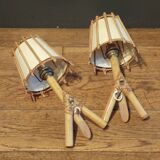 Pair of vintage rattan wall lights