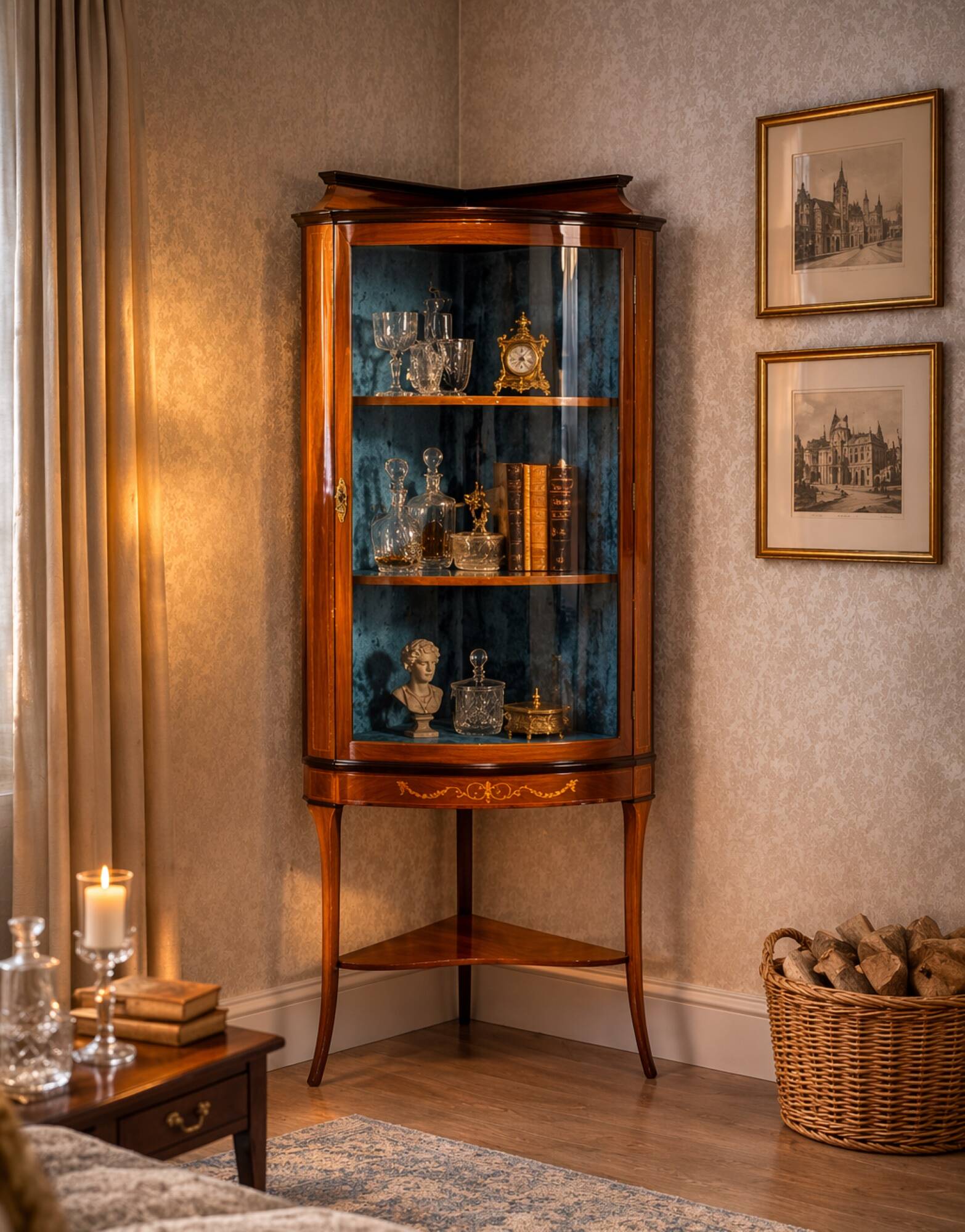 Late-19th Century English Corner Cabinet in Brown, 1890s