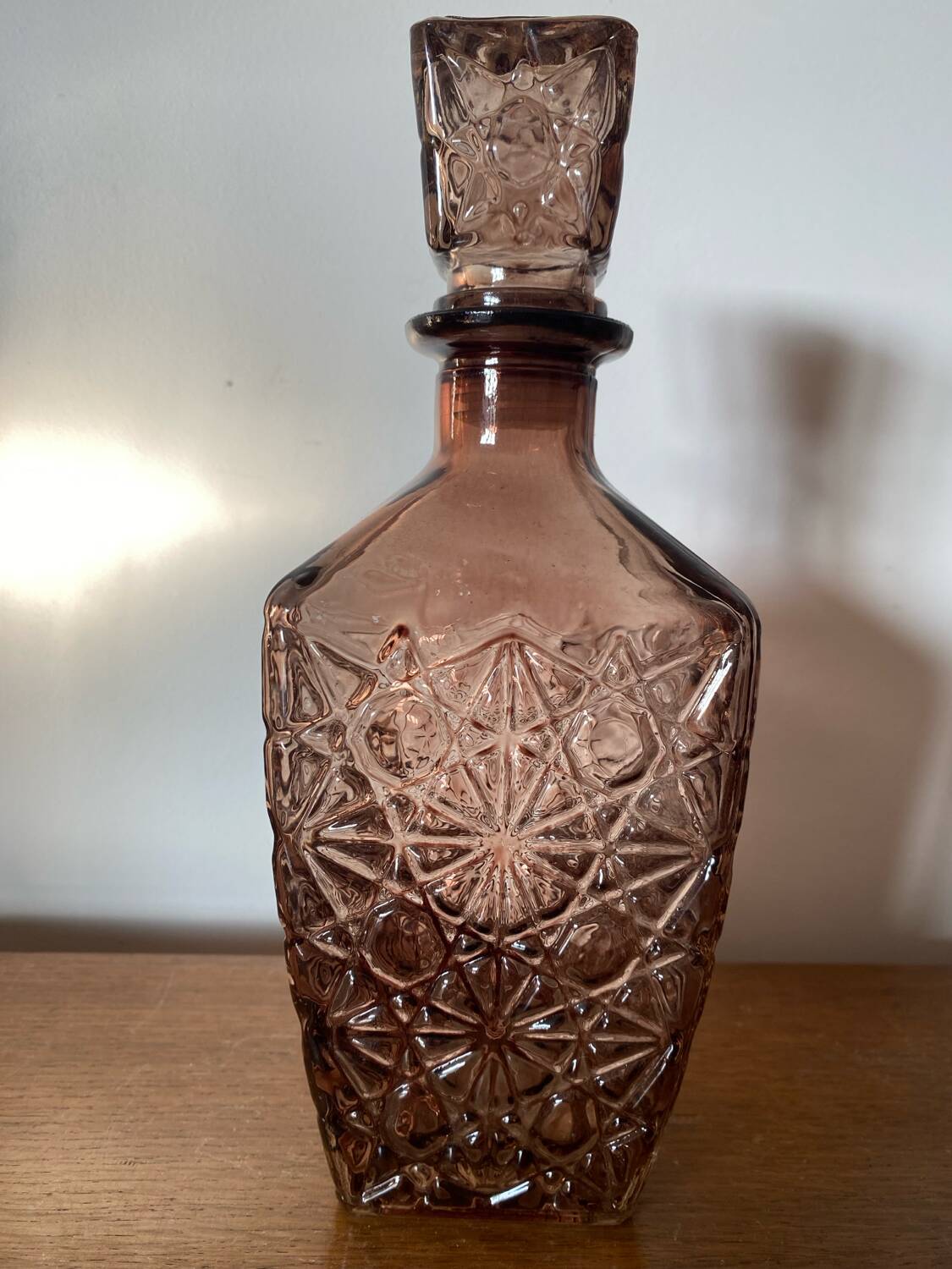 Antique whiskey decanter + vintage brown molded glass stopper