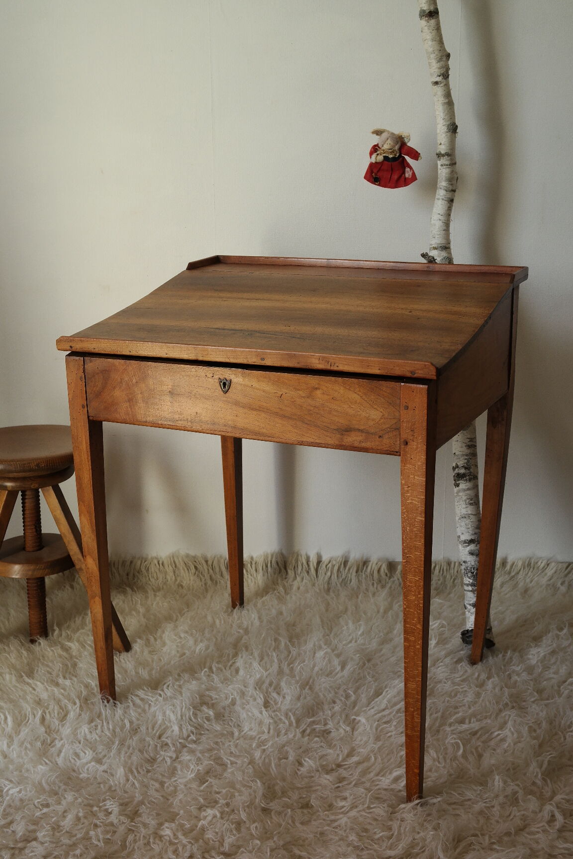 Old schoolboy walnut desk