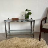 Vintage glass and chrome console coffee table