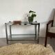 Table basse console verre et chrome vintage
