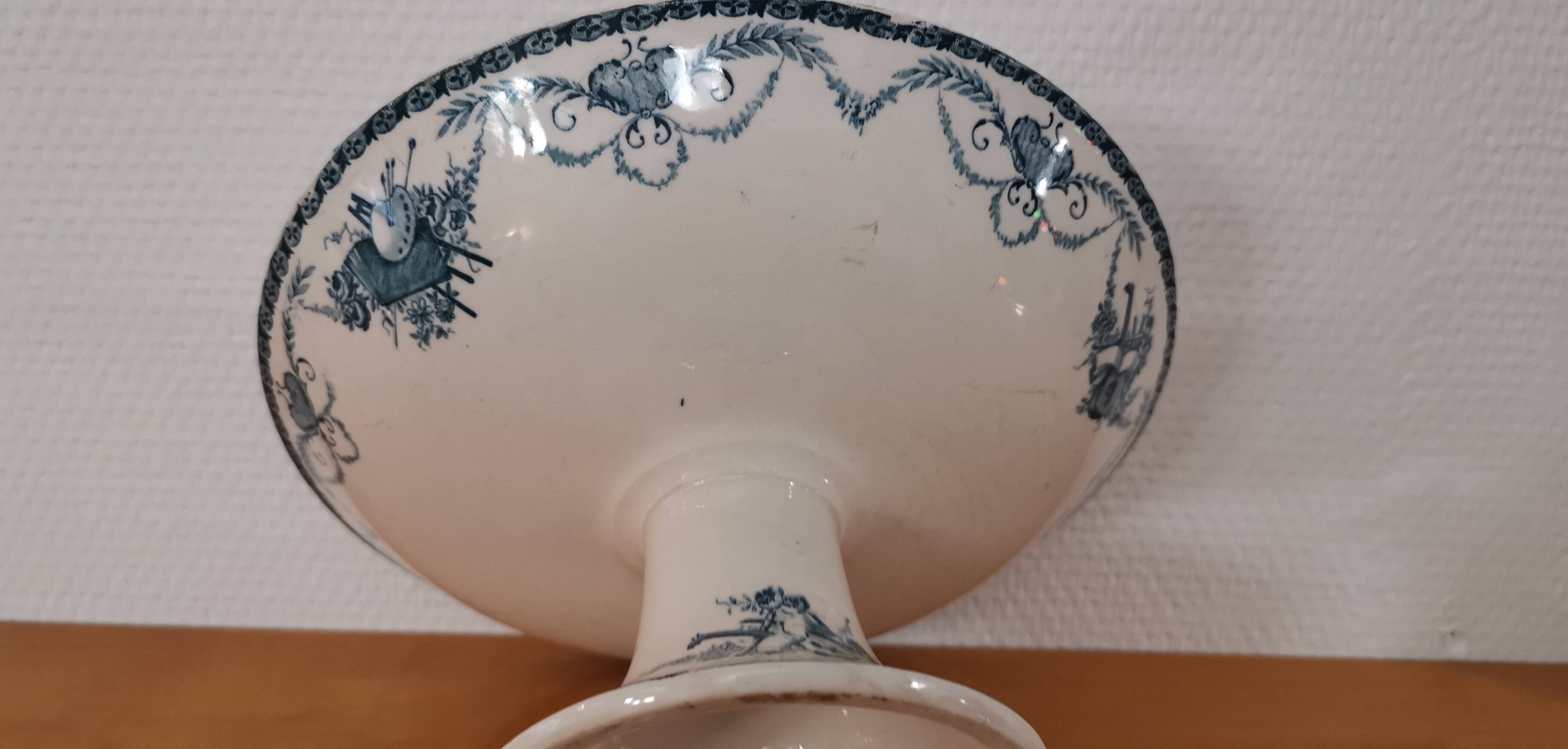 Longwy iron earthenware compote bowl 1900