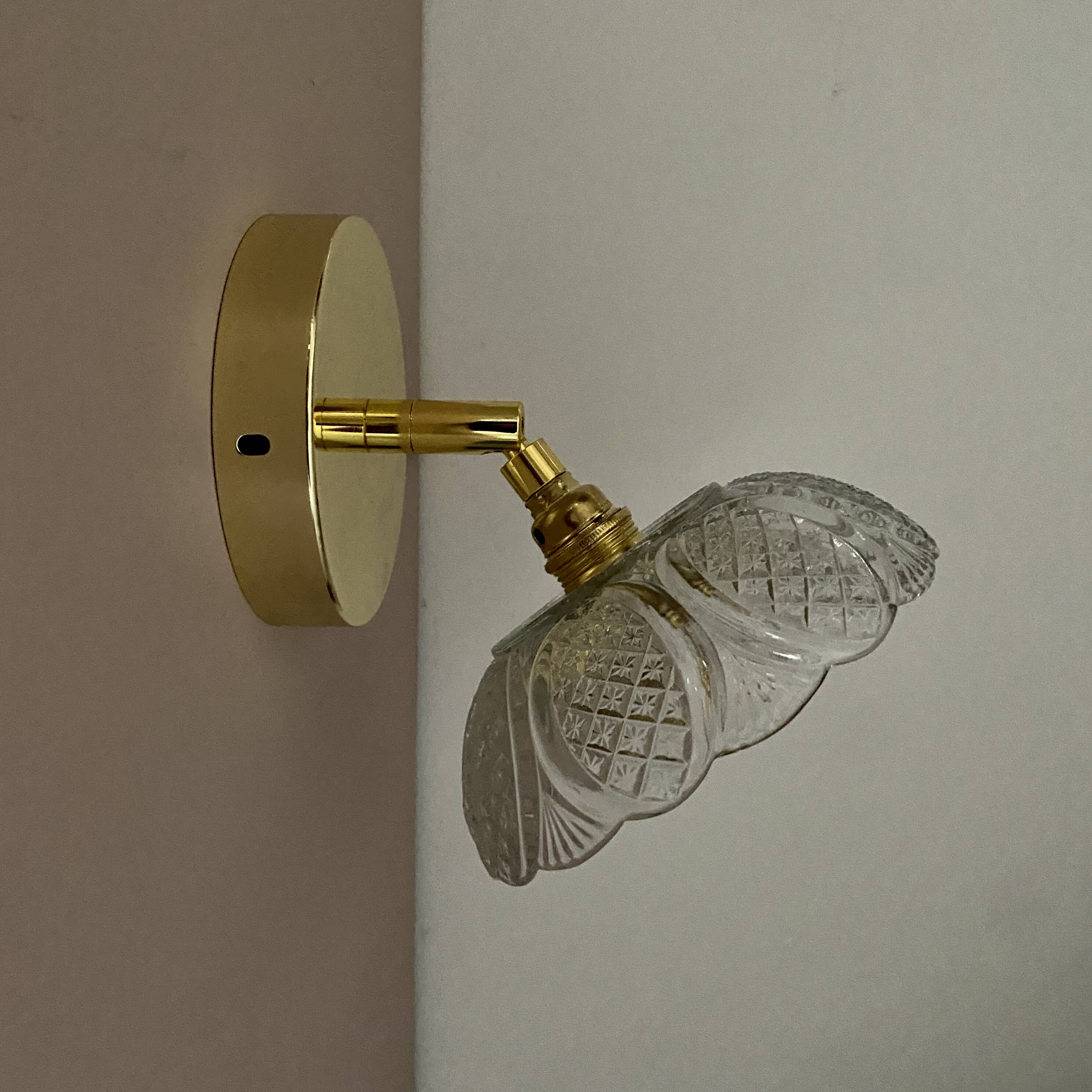 Vintage molded glass lampshade wall light