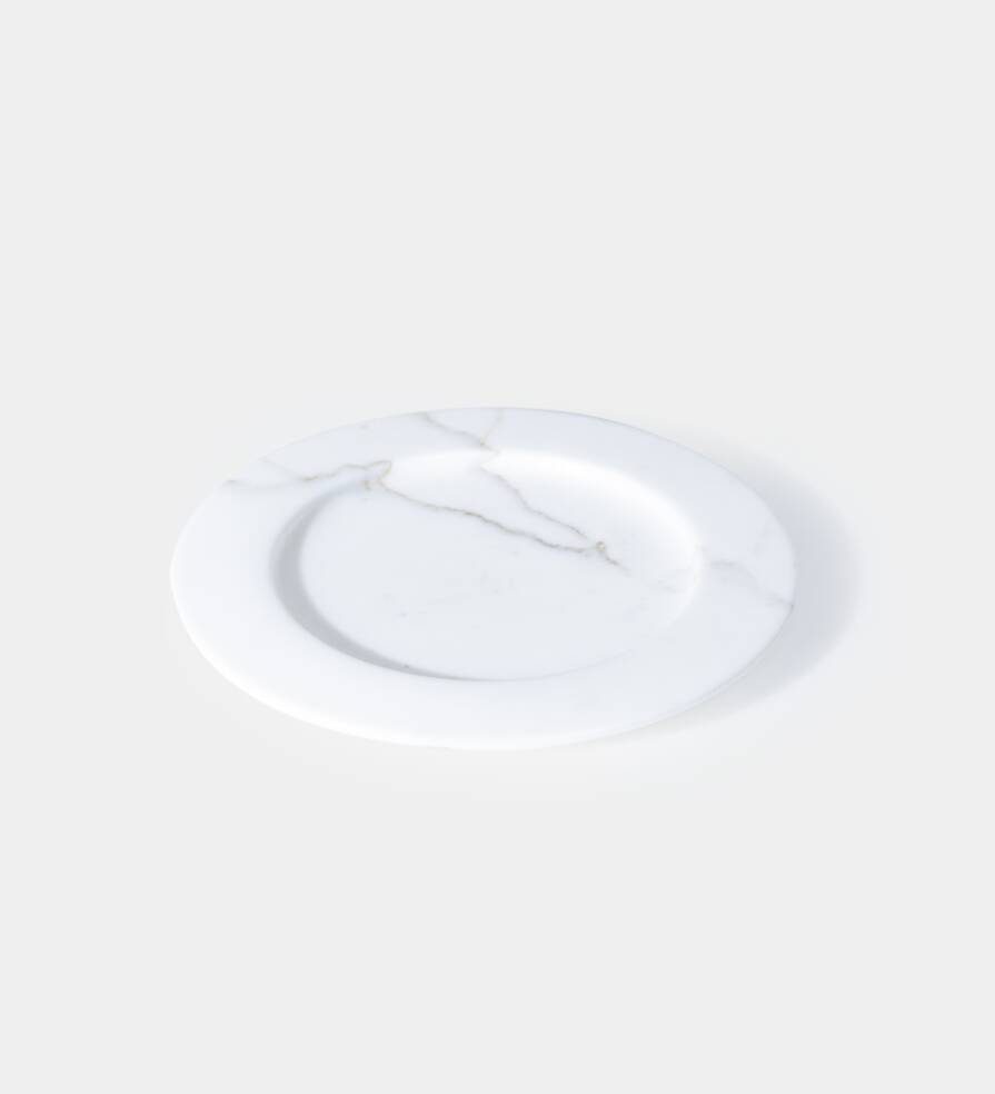 White Carrara marble centerpiece / plate, Up&Up Italy, 1970s