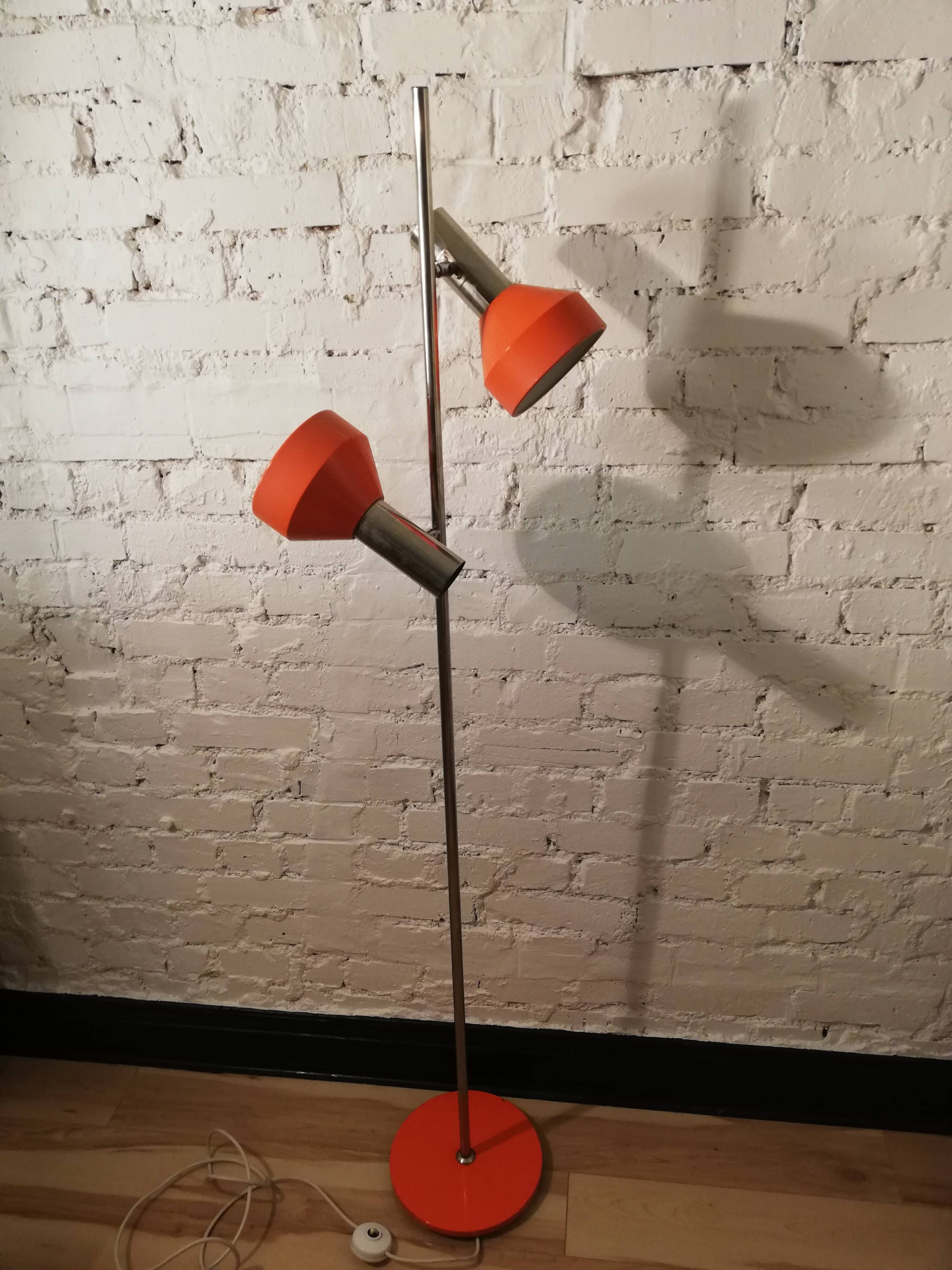Floor lamp with two orange spots