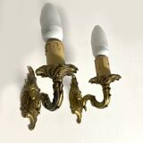 Paire d'appliques murales en bronze chandelier, style classique, Louis XV