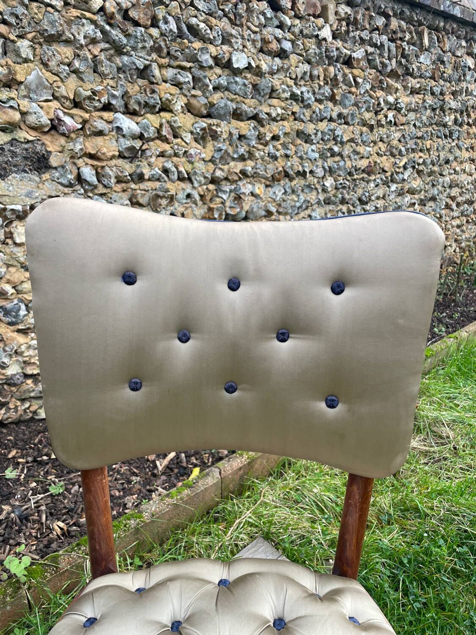 Vintage chair 50 taupe silk