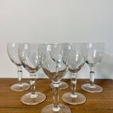 6 engraved crystal wine glasses with stems