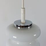 Vintage ceiling lamp Peill & Putzler in chrome and opal glass from the Space Age.