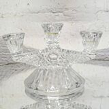 3-arm cut glass candle holder