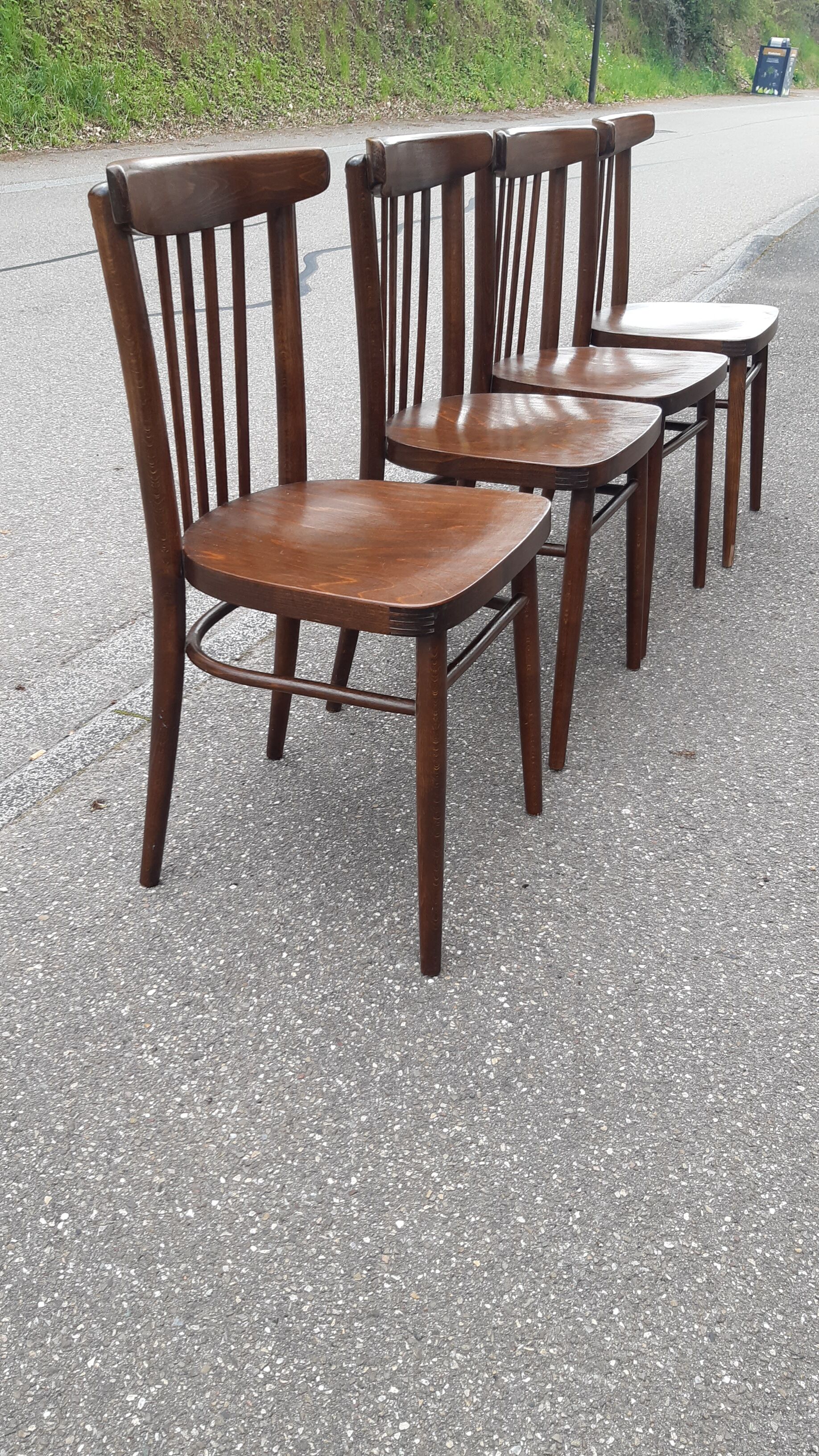 Curved wood bistro chairs edition Ton 1960