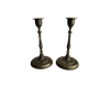Pair of Vintage Etched Brass & Enamel Candlesticks - India,Mid-Century