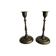 Pair of Vintage Etched Brass & Enamel Candlesticks - India,Mid-Century