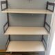 Modular metal wall shelf in brown and beige vintage 70s design.