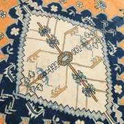 Vintage Large Blue & Peach Persian Rug, Handmade Wool Rustic Decor,348x495