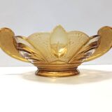 Art Deco Amber Blown Glass Bowl or Centerpiece by Brockwitz, Germany