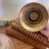 Glass and brass candle holder