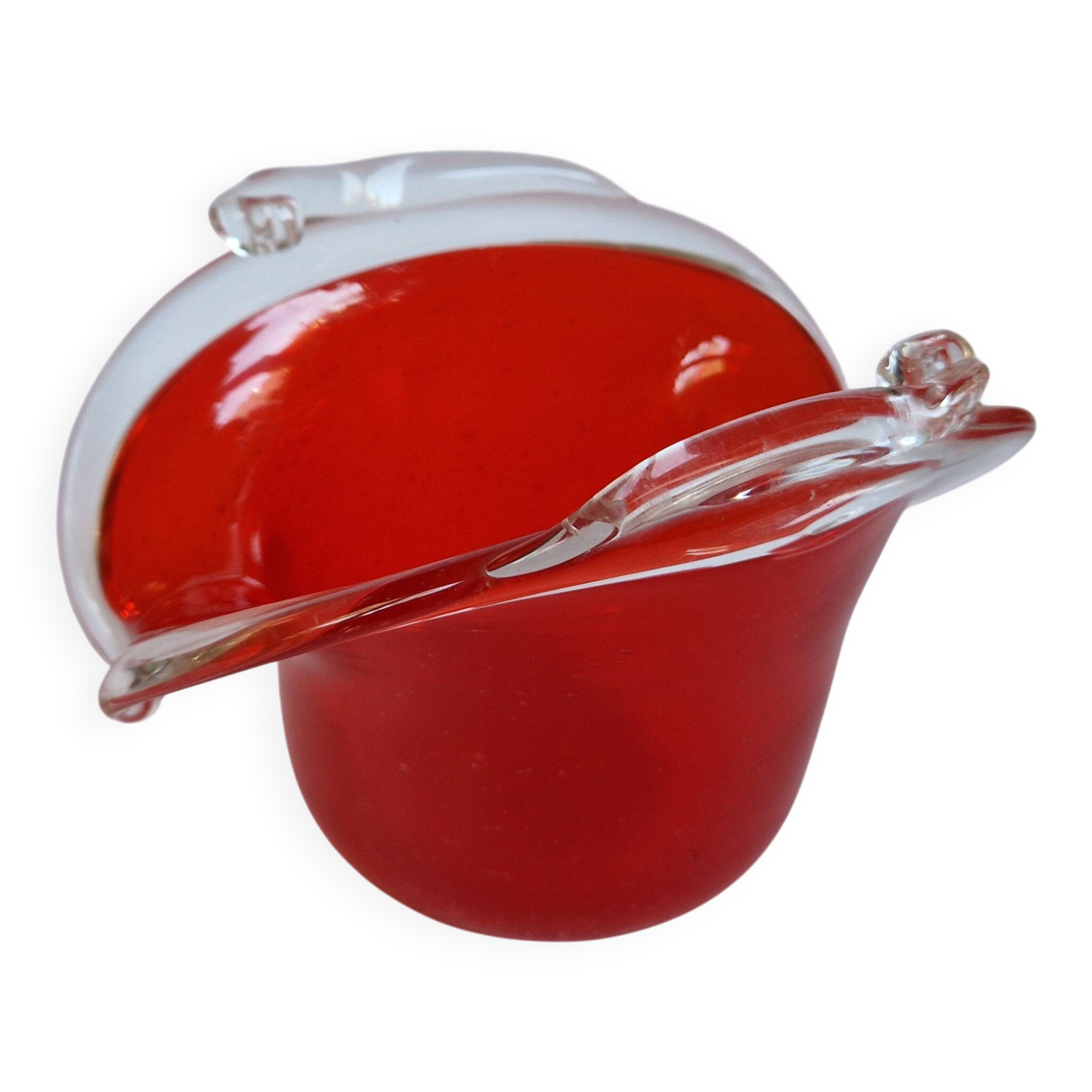 Vintage red Murano glass bowl Italy