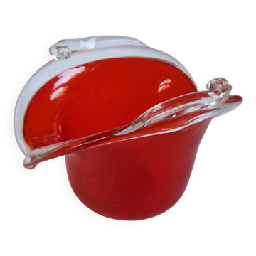 Coupe en verre de Murano rouge vintage Italie