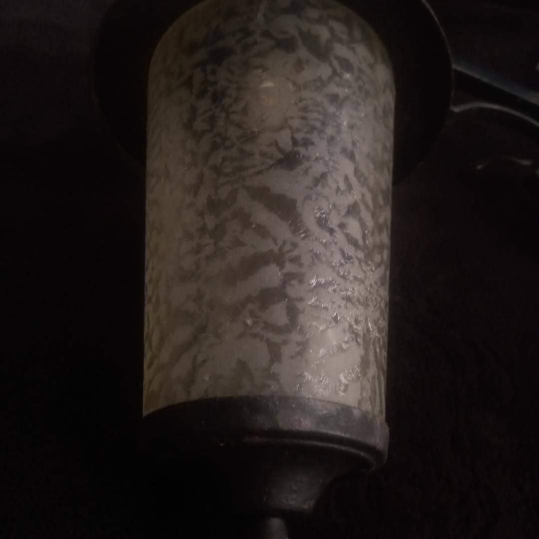 Antique courtyard wall lamp, industrial iron and glass globe