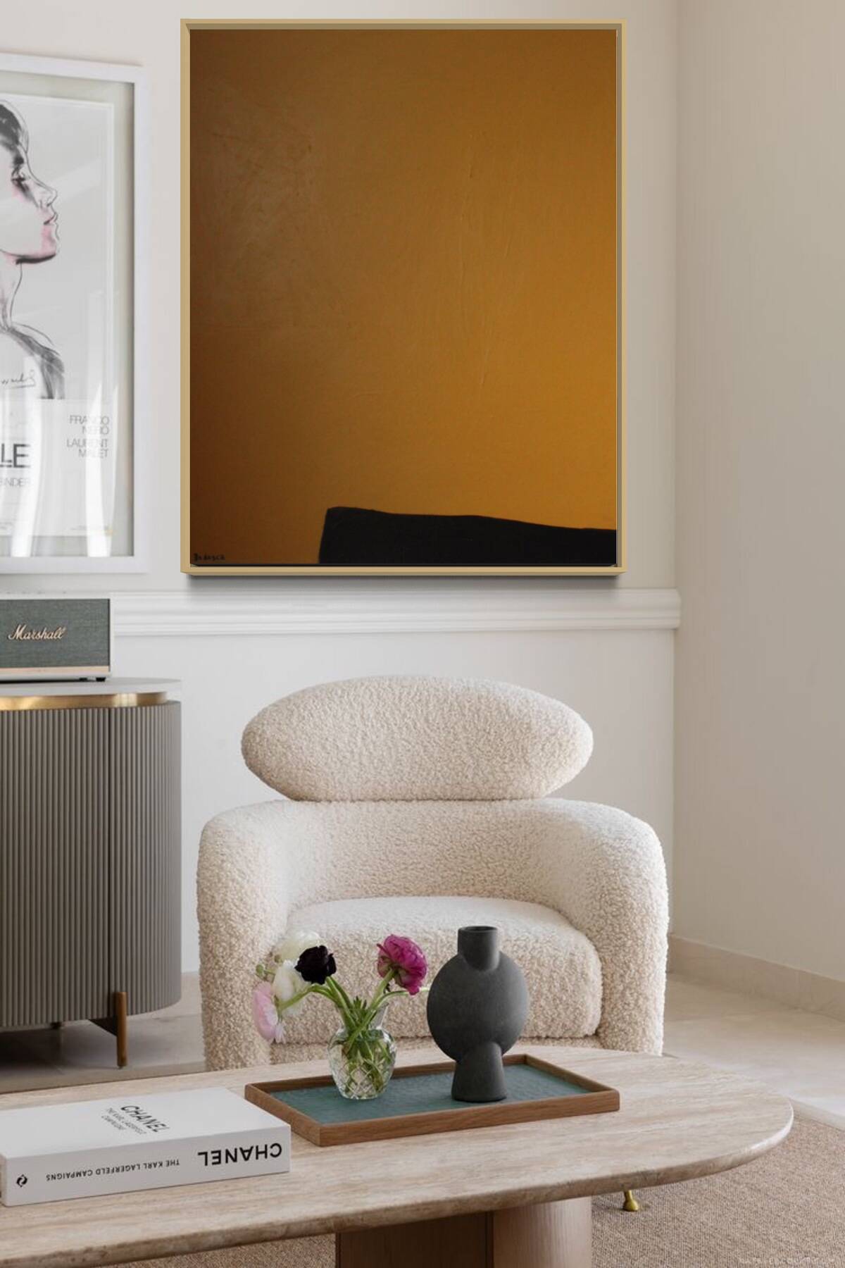 Abstract painting Mb1 ocher 100x81 cm
