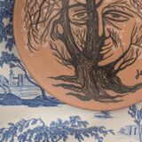 Jean Marais vintage terracotta plate from the 1970s surrealist
