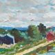 Vintage Mid Century Swedish Framed Oil  Painting - The Canal