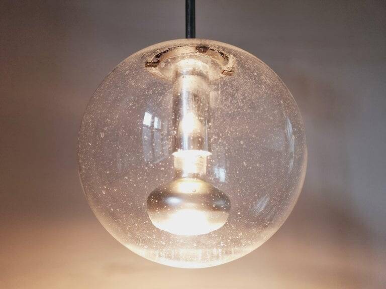 Midcentury Bubble Glass Globe Pendant by Glashütte Limburg, Germany, 1970s