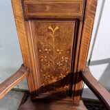 Pair of Renaissance style armchairs in walnut and marquetry.