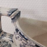 Saucière sur pied en terre de fer bleu/vert modèle "Mignon", H & Cie Sarreguemines