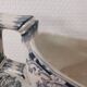 Gravy boat on foot in blue/green iron clay model "Mignon", H & Cie Sarreguemines