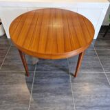 Table ronde extensible scandinave en teck, années 1960