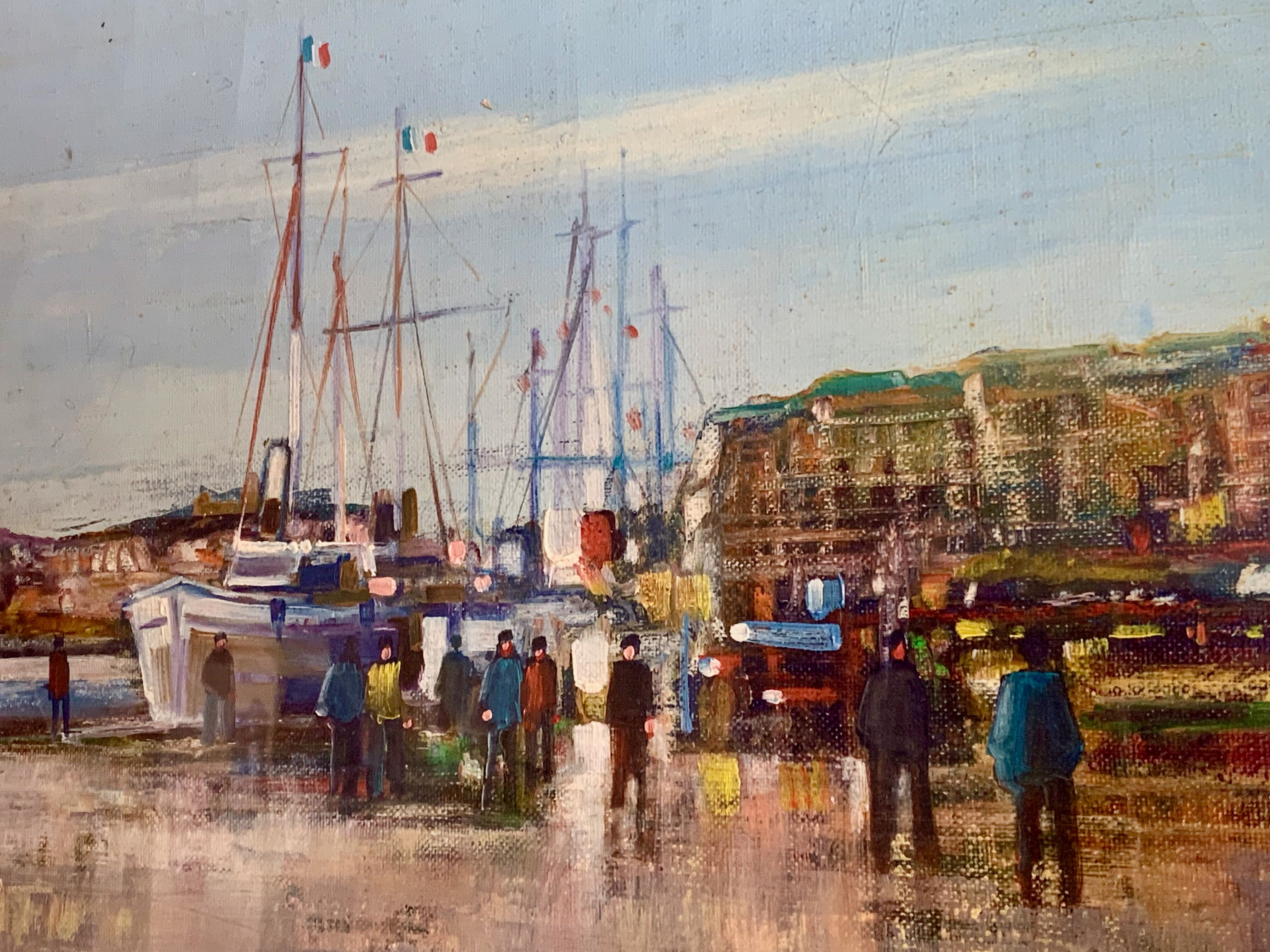 Oil on canvas framed representing the Breton port of Dahouët