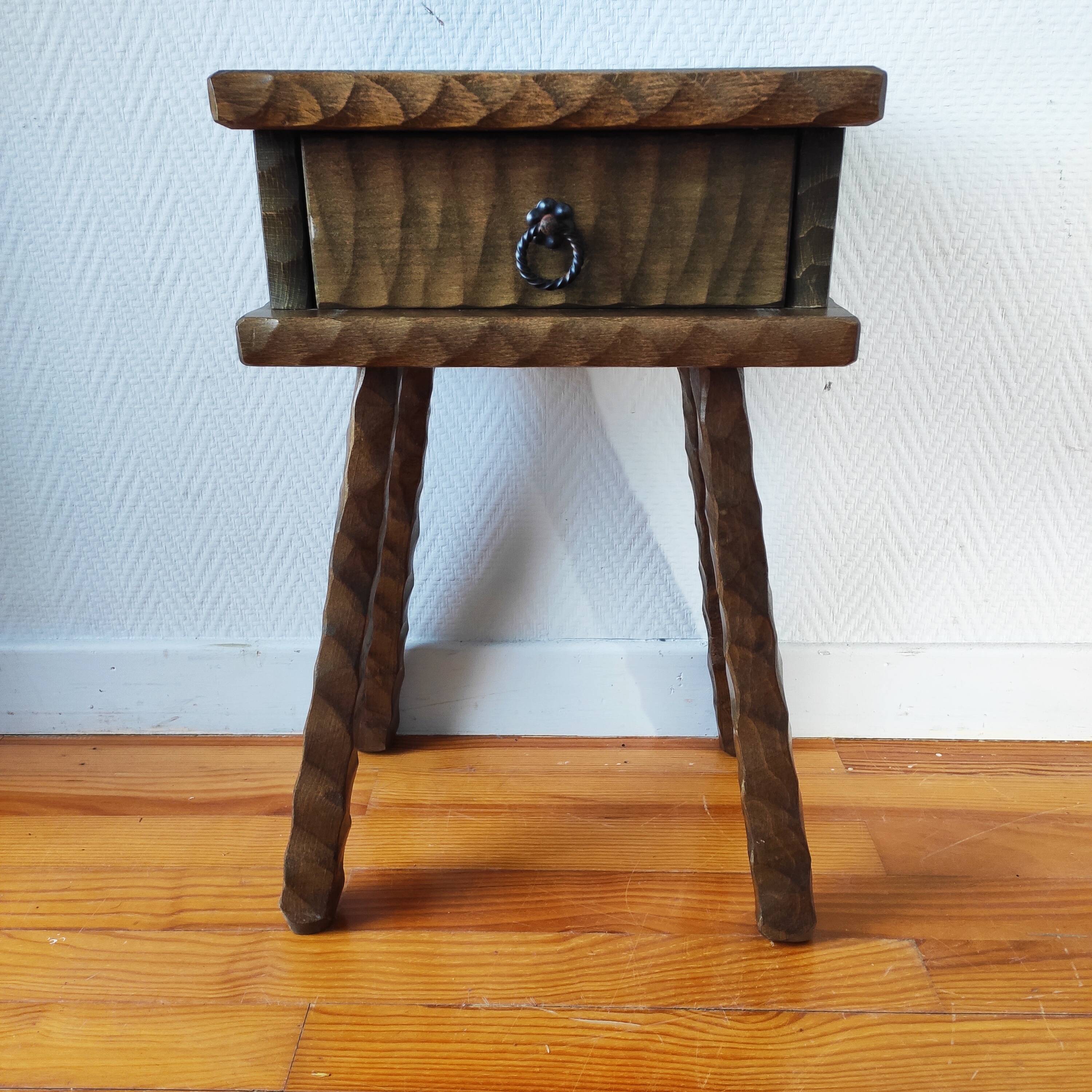 Vintage brutalist bedside table 1950 side table