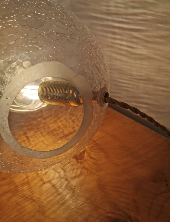 Vintage globe table lamp in molded glass