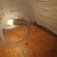 Vintage globe table lamp in molded glass