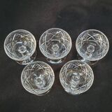 5 small cut crystal digestive cups
