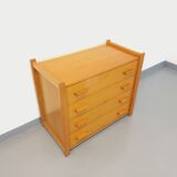 Vintage 80's blond elm chest of drawers