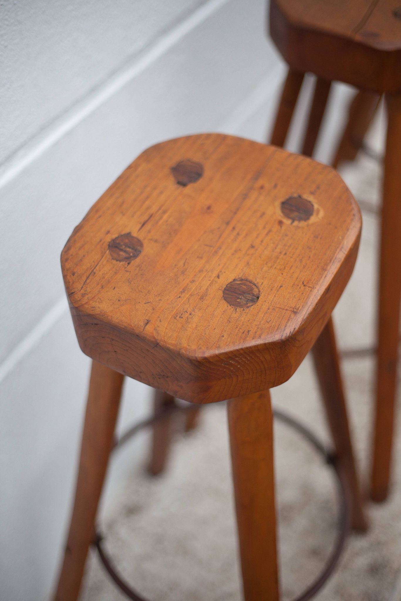 Bar stool X 3, wood and metal stool, brustalist stool, high stool