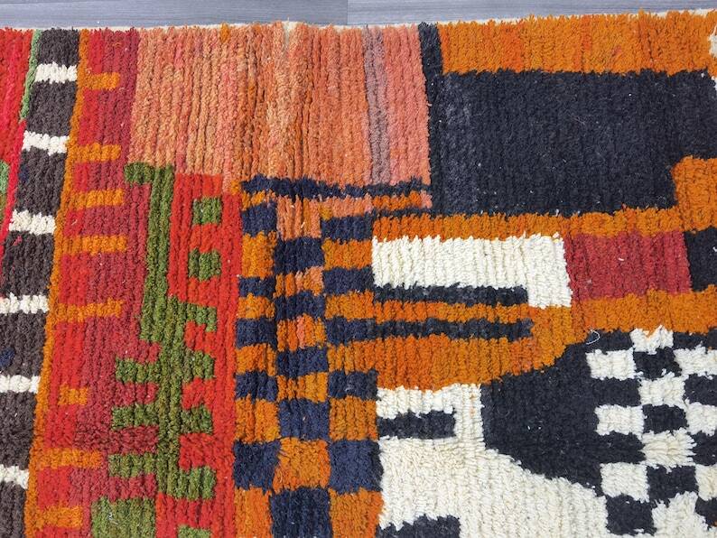 Unique orange Moroccan rug, 150/250cm