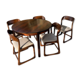 Vintage Baumann sleigh chairs with table