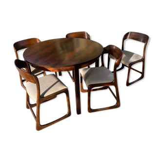 Vintage Baumann sleigh chairs with table